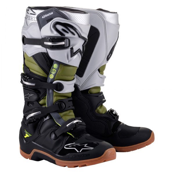 Alpinestars® - Tech 7 Enduro Men's Boots (14, Black/Silver/Military Green)