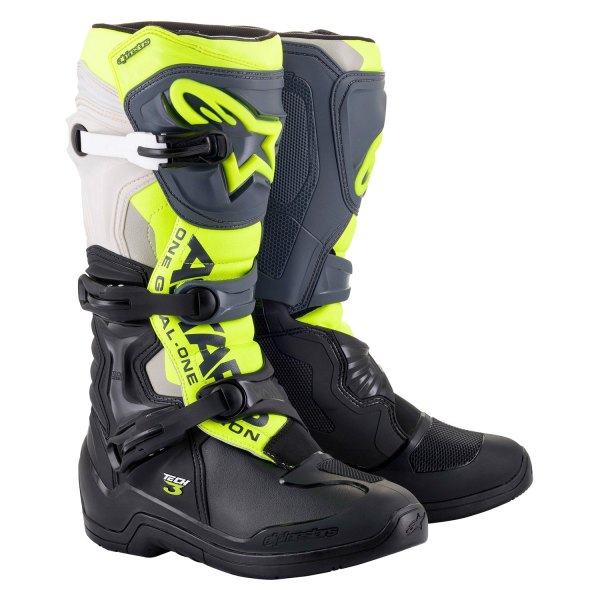 Alpinestars® - Tech 3 Men's Boots (10, Black/Cool Gray/Fluo Yellow)
