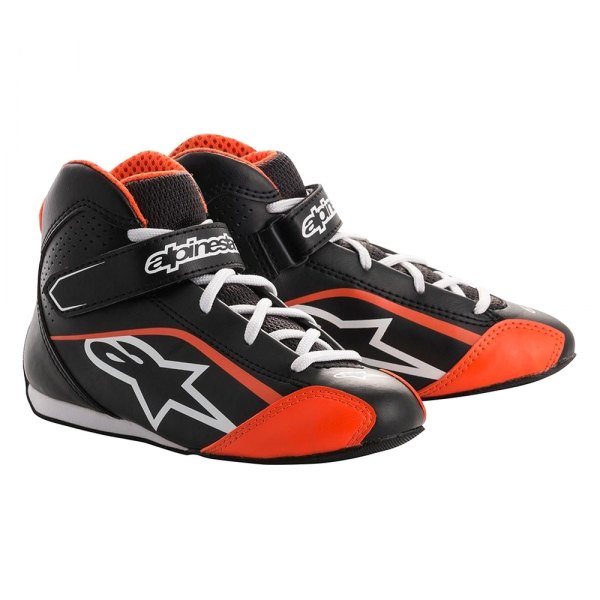 Alpinestars® - Tech-1 KS Black/White/Orange 12.5 Youth Shoes