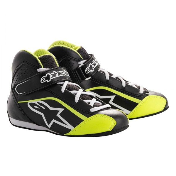 Alpinestars® - Tech-1 KS Black/White/Fluorescent Yellow 12.5 Youth Shoes