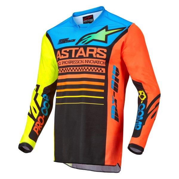 Alpinestars® - Racer Compass Kid's Jersey (X-Small, Black/Yellow Fluo/Coral)