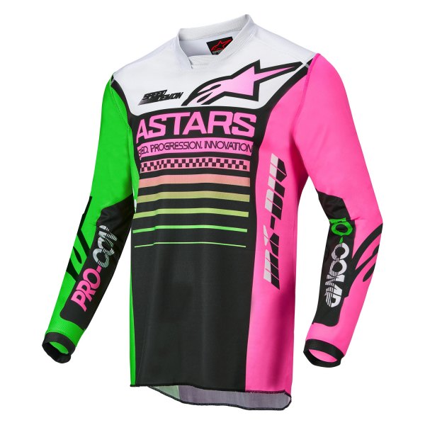 Alpinestars® - Racer Chaser Youth Jersey (Small, Black/Neon Green/Fluo Pink)