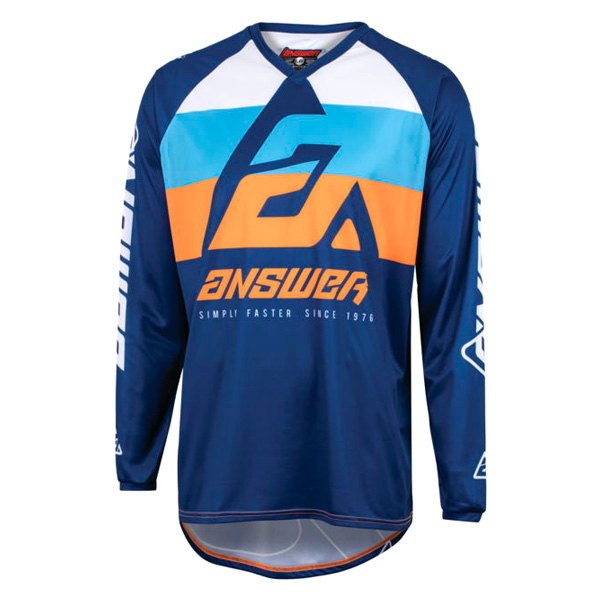 Answer Racing® - A23 Sync CC Youth Jersey (Small, Blue/Hyper Orange/Black)