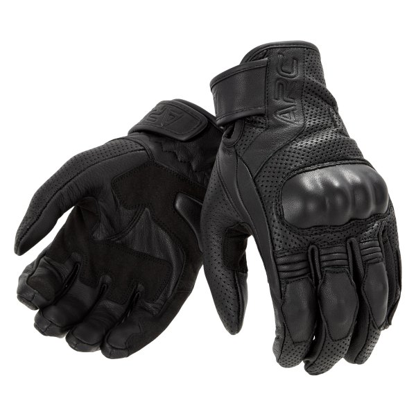 ARC Moto Gear® - Raven Men's Leather Gloves (Medium, Black)