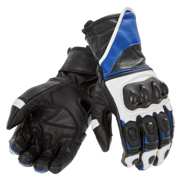 ARC Moto Gear® - Blueline Men's Leather Gloves (Large, Blue/Black/White)