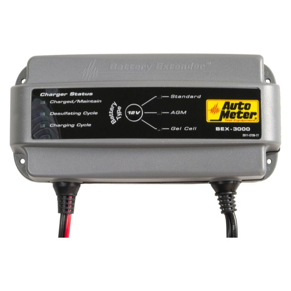 Auto Meter® - 12v 3 Charging Amps Compact Automatic Battery Charger and Extender