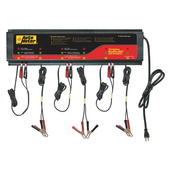 Auto Meter® - BusPro 662™ 12V 5 Charging Amps 6 Units Stationary Smart Battery Charger Station