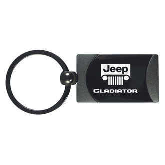 Autogold® - Gladiator Logo Gun Metal Two-Tone Rectangular Key Chain