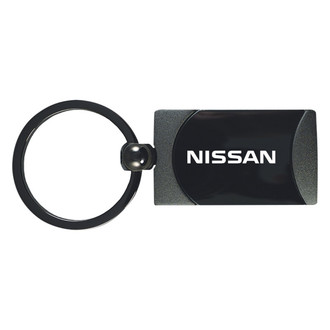 Autogold® - Nissan Logo Gun Metal Two-Tone Rectangular Key Chain