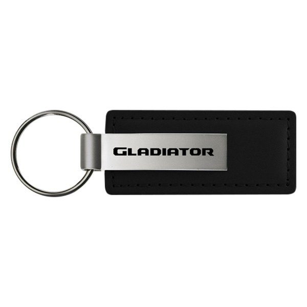 Autogold® - Gladiator Logo Black Leather Key Chain