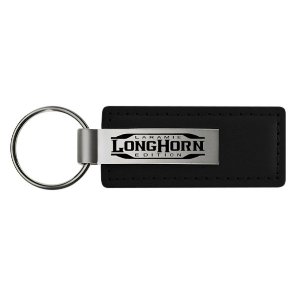 Autogold® - Longhorn Laramie Logo Black Leather Key Chain