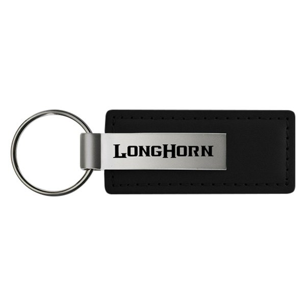 Autogold® - Longhorn Logo Black Leather Key Chain