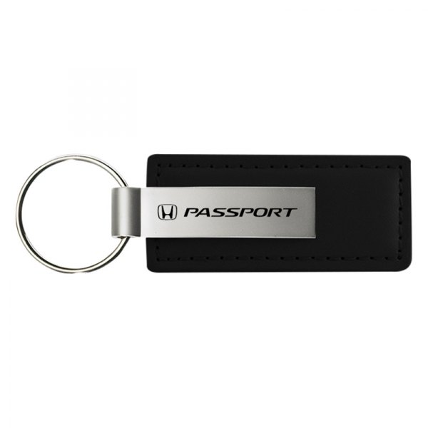 Autogold® - Passport Logo Black Leather Key Chain