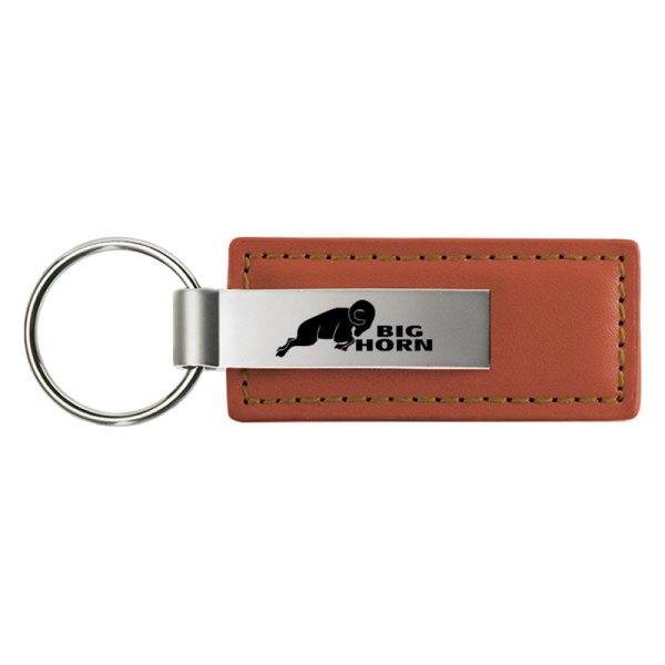 Autogold® - Big Horn Logo Brown Leather Key Chain