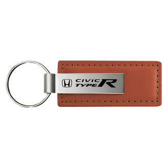 Autogold® - Civic Type R Logo Brown Leather Key Chain