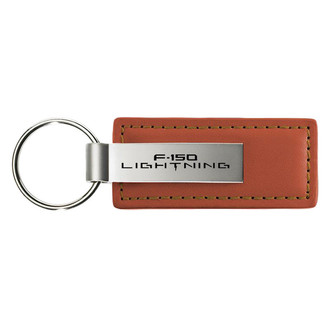 Autogold® - F-150 Lightning Logo Brown Leather Key Chain