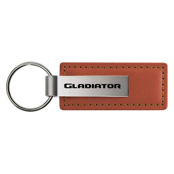 Autogold® - Gladiator Logo Brown Leather Key Chain