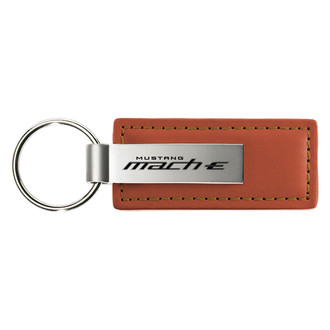 Autogold® - Mach-E Logo Brown Leather Key Chain