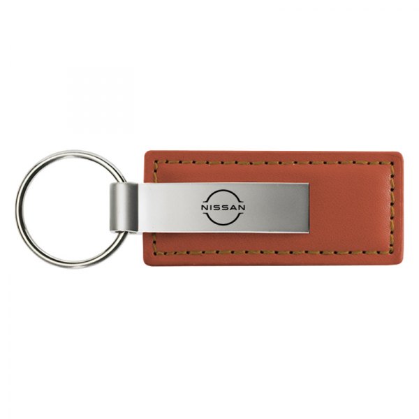 Autogold® - Nissan Logo Brown Leather Key Chain