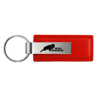 Autogold® - Big Horn Logo Red Leather Key Chain
