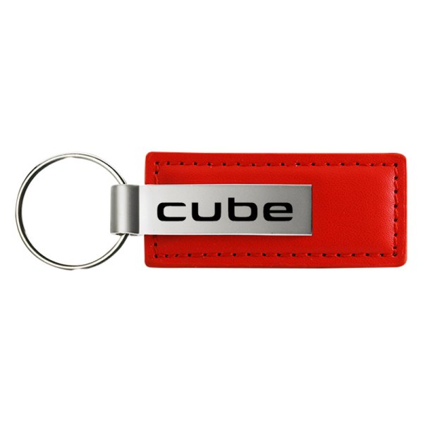 Autogold® - Cube Logo Red Leather Key Chain