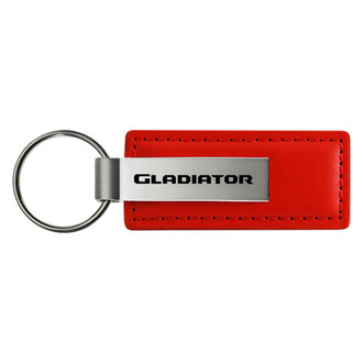 Autogold® - Gladiator Logo Red Leather Key Chain