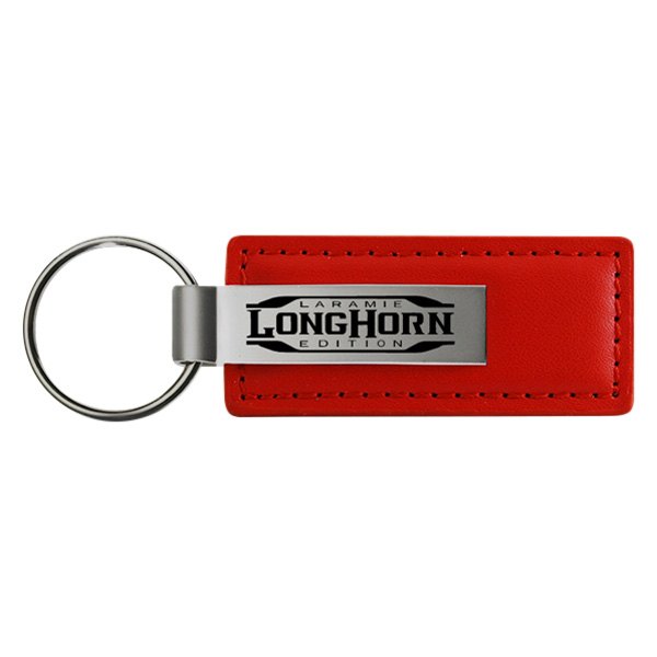 Autogold® - Longhorn Laramie Logo Red Leather Key Chain