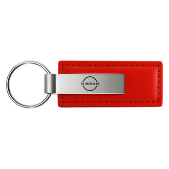 Autogold® - Nissan Logo Red Leather Key Chain