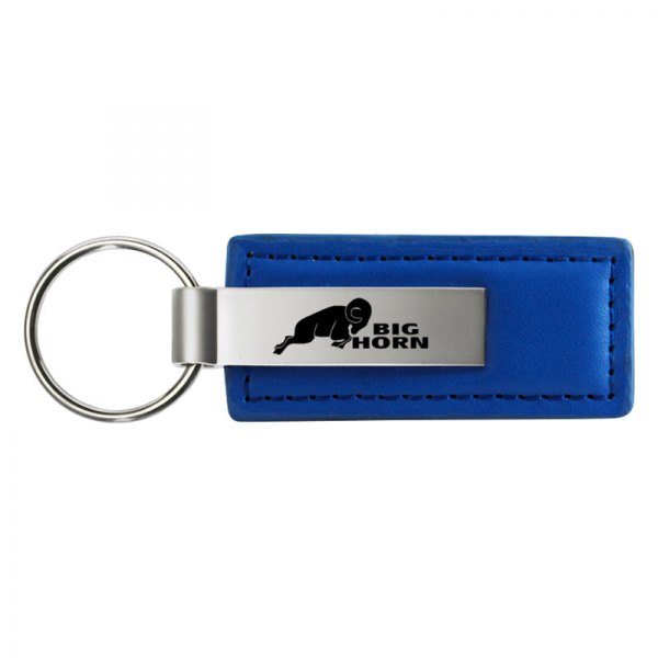 Autogold® - Big Horn Logo Blue Leather Key Chain