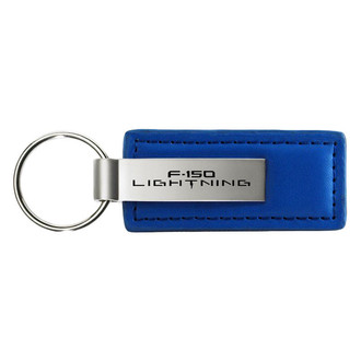 Autogold® - F-150 Lightning Logo Blue Leather Key Chain