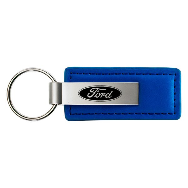Autogold® - Ford Logo Blue Leather Key Chain