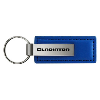 Autogold® - Gladiator Logo Blue Leather Key Chain