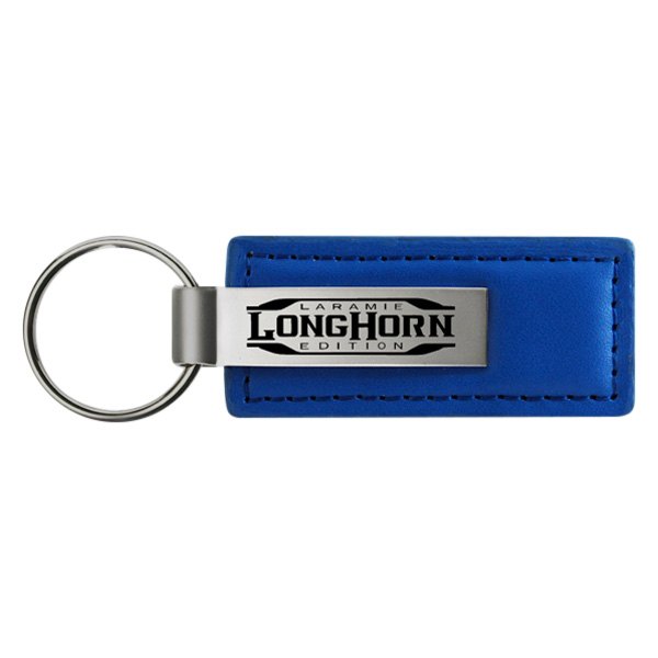 Autogold® - Longhorn Laramie Logo Blue Leather Key Chain