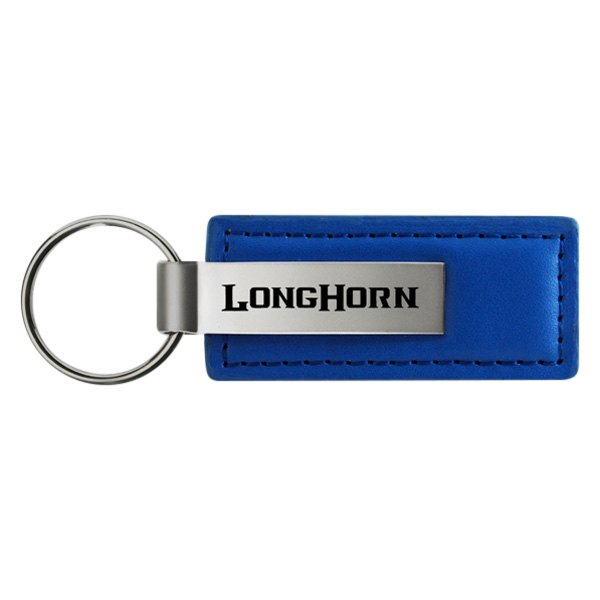 Autogold® - Longhorn Logo Blue Leather Key Chain
