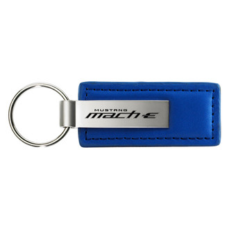 Autogold® - Mach-E Logo Blue Leather Key Chain
