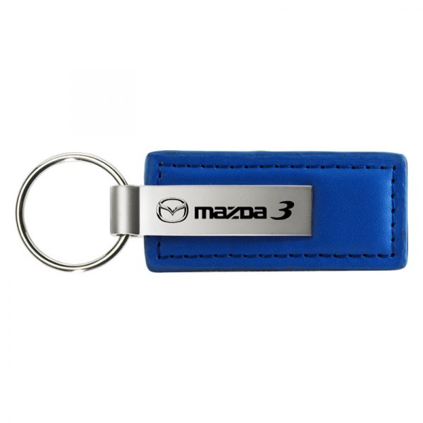 Autogold® - Mazda 3 Logo Blue Leather Key Chain