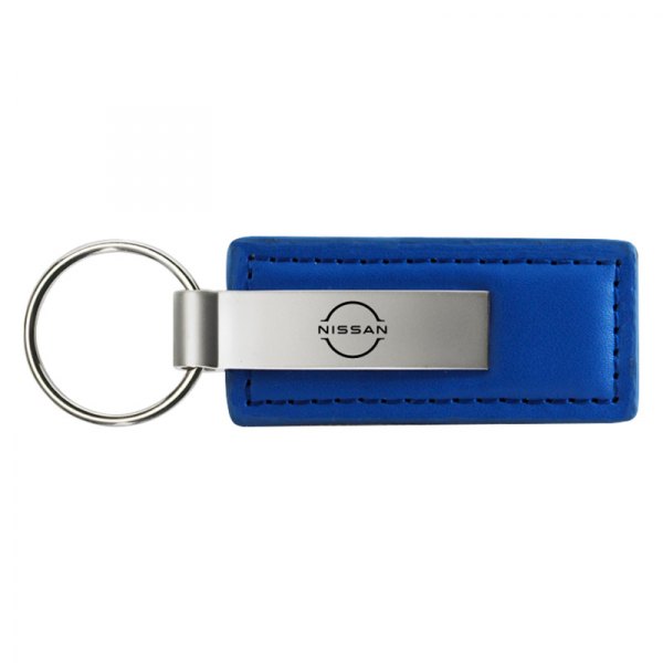 Autogold® - Nissan Logo Blue Leather Key Chain