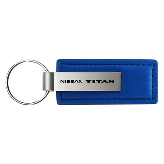 Autogold® - Titan Logo Blue Leather Key Chain