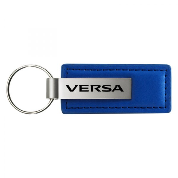 Autogold® - Versa Logo Blue Leather Key Chain