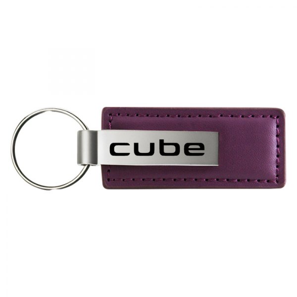 Autogold® - Cube Logo Purple Leather Key Chain
