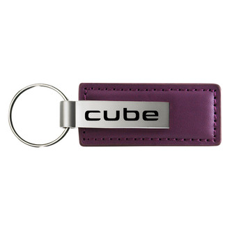 Autogold® - Cube Logo Purple Leather Key Chain