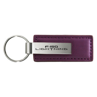 Autogold® - F-150 Lightning Logo Purple Leather Key Chain