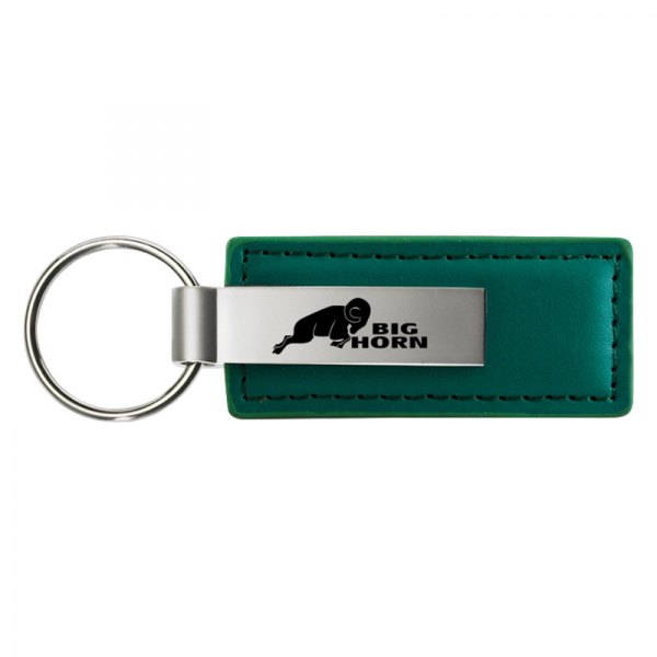 Autogold® - Big Horn Logo Green Leather Key Chain