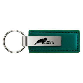 Autogold® - Big Horn Logo Green Leather Key Chain