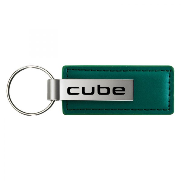 Autogold® - Cube Logo Green Leather Key Chain