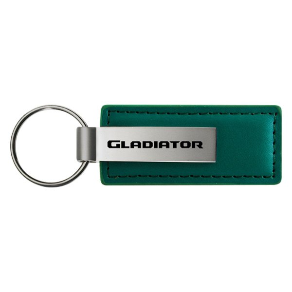 Autogold® - Gladiator Logo Green Leather Key Chain