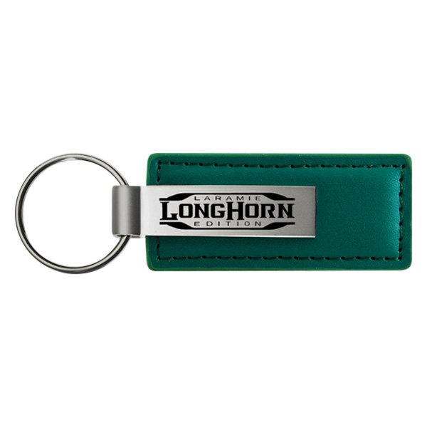 Autogold® - Longhorn Laramie Logo Green Leather Key Chain