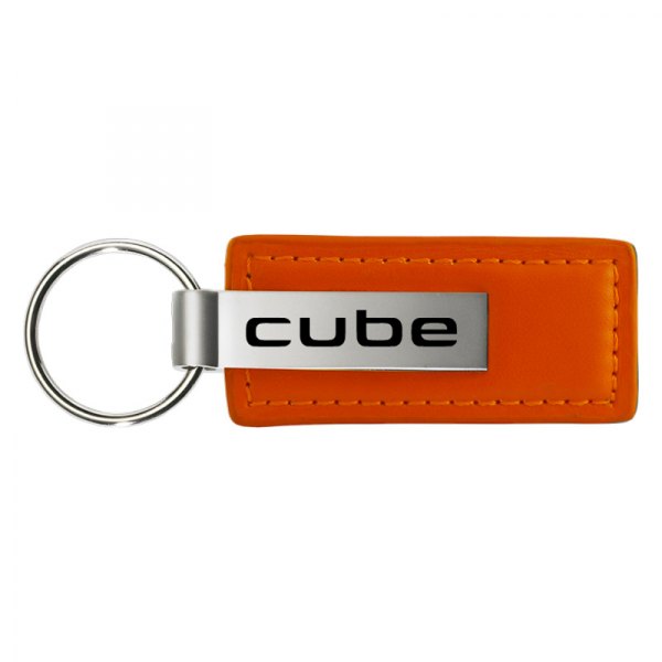 Autogold® - Cube Logo Orange Leather Key Chain