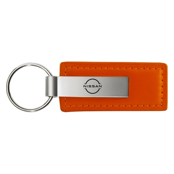 Autogold® - Nissan Logo Orange Leather Key Chain
