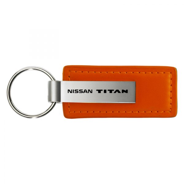 Autogold® - Titan Logo Orange Leather Key Chain